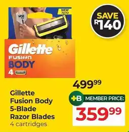Dis-Chem Gillette Fusion Body 5-Blade Razor Blades offer