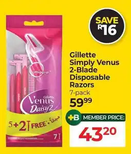 Dis-Chem Gillette Simply Venus 2-Blade Disposable Razors offer