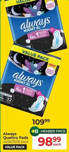 Dis-Chem Always Quattro Pads offer