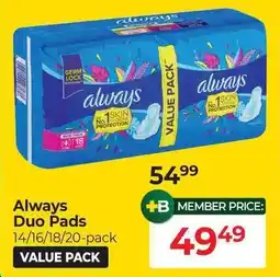 Dis-Chem Always Duo Pads offer