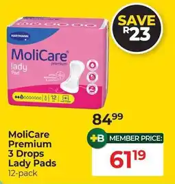 Dis-Chem MoliCare Premium 3 Drops Lady Pads offer