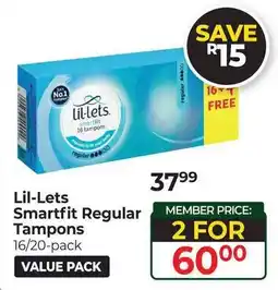 Dis-Chem Lil-Lets Smartfit Regular Tampons offer