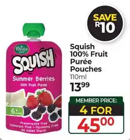 Dis-Chem Squish 100% Fruit Purée Pouches offer