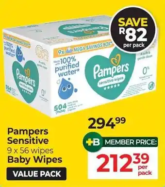 Dis-Chem Pampers Sensitive Baby Wipes offer