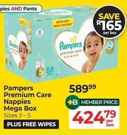 Dis-Chem Pampers Premium Care Nappies Mega Box offer