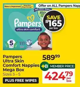 Dis-Chem Pampers Ultra Skin Comfort Nappies Mega Box offer