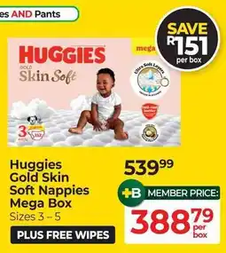 Dis-Chem Huggies Gold Skin Soft Nappies Mega Box offer