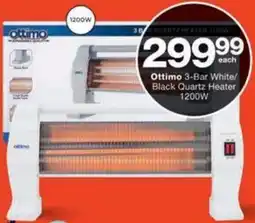 Checkers Ottimo 3-Bar White/ Black Quartz Heater 1200W offer