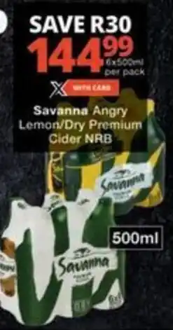 Checkers Savanna Angry Lemon/ Dry Premium Cider NRB offer