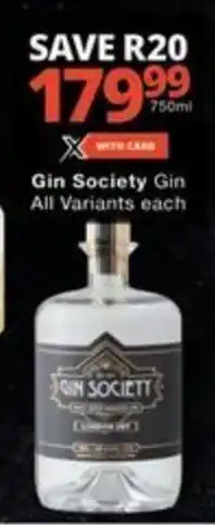 Checkers Gin Society Gin All Variants offer