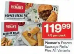 Checkers Pieman's Frozen Sausage Rolls/ Pies All Variants offer