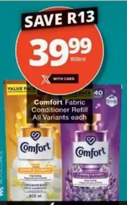 Checkers Comfort Fabric Conditioner Refill All Variants offer