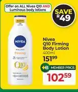 Dis-Chem Nivea Q10 Firming Body Lotion-400ml offer