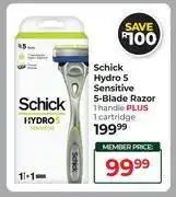 Dis-Chem Schick Hydro 5 Sensitive 5-Blade Razor 1 Handle Plus 1 Cartridge offer