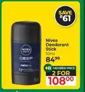 Dis-Chem Nivea Deodorant Stick-For 2 x 50ml offer