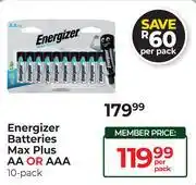 Dis-Chem Energizer Batteries Max Plus (AA Or AAA)-10 Pack-Per Pack offer