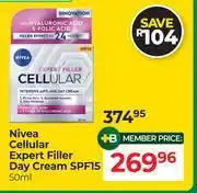 Dis-Chem Nivea Cellular Expert Filler Day Cream SPF15-50ml offer