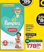 Dis-Chem Pampers Ultra Skin Comfort Pants Sizes 3-6-Per Pack offer