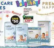 Dis-Chem Baby Things Active Care Or Premium Nappies (Sizes 1-5)-For 2 offer