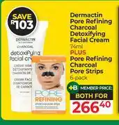 Dis-Chem Dermactin Pore Refining Charcoal Detoxifying Facial Cream-74ml+Pore Refining Pore Strips 6 Pack offer