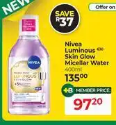 Dis-Chem Nivea Luminous Skin Glow Micellar Water-400ml offer