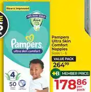 Dis-Chem Pampers Ultra Skin Comfort Nappies Sizes 1-6-Per Pack offer