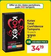 Dis-Chem Kotex Total Confidence Tampons 16 Pack offer