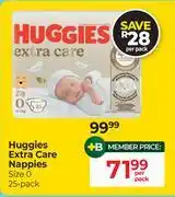 Dis-Chem Huggies Extra Care Nappies Size 0 25 Pack-Per Pack offer