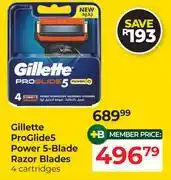 Dis-Chem Gillette Proglide5 Power 5-Blade Razor Blades 4 Cartridges offer