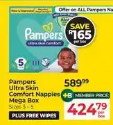Dis-Chem Pampers Ultra Skin Comfort Nappies Sizes 3-5 Mega Box Plus Free Wipes-Per Box offer