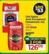 Dis-Chem Old Spice Anti-Perspirant Deodorant Gel 70ml Or Stick 50ml-For 2 offer