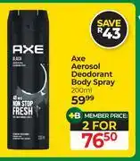 Dis-Chem Axe Aerosol Deodorant Body Spray-For 2 x 200ml offer