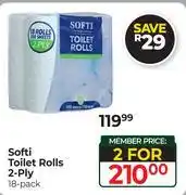 Dis-Chem Softi Toilet Rolls (2-Ply)-For 2 x 18's Pack offer