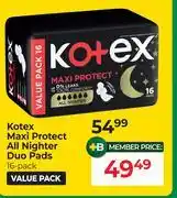 Dis-Chem Kotex Maxi Protect All Nighter Duo Pads 16 Pack Value Pack offer