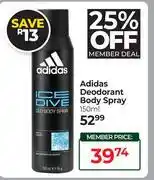 Dis-Chem Adidas Deodorant Body Spray-150ml offer