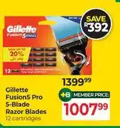 Dis-Chem Gillette Fusion5 Pro 5-Blade Razor Blades 12 Cartridges offer