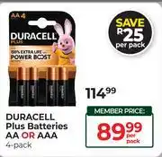 Dis-Chem Duracell Plus Batteries (AA Or AAA)-4 Pack-Per Pack offer