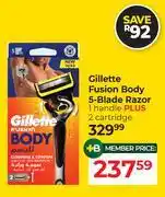 Dis-Chem Gillette Fusion Body 5-Blade Razor 1 Handle Plus 2 Cartridge offer