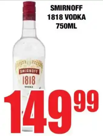 Boxer Liquors Smirnoff 1818 vodka offer