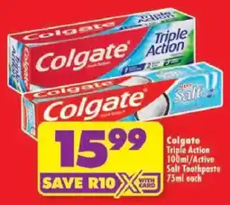 Shoprite Colgate Triple Action/ Active Salt Toothpaste offer