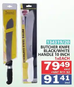 Arrow Cash And Carry Butcher knife black/ white handle 10 inch offer