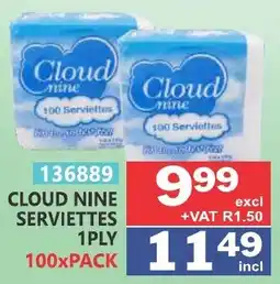 Arrow Cash And Carry Cloud nine serviettes 1ply offer