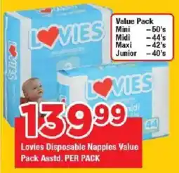 OK Grocer Lovies Disposable Nappies Value Pack offer