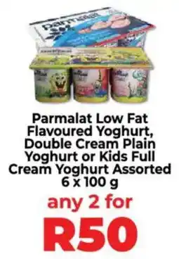 Food Lover's Market Parmalat Low Fat Flavoured Yoghurt, Double Cream Plain Yoghurt or Kids Full Cream Yoghurt Assorted offer