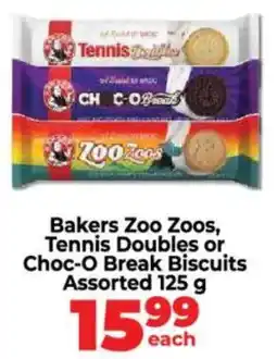 Food Lover's Market Bakers Zoo Zoos, Tennis Doubles or Choc-O Break Biscuits Assorted offer