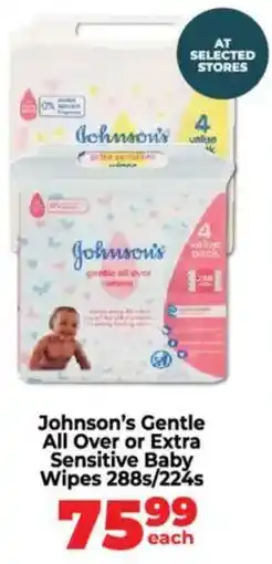 Food Lover's Market Johnson's Gentle All Over or Extra Sensitive Baby Wipes offer