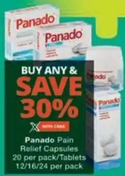 Checkers Panado Pain Relief Capsules/ Tablets offer