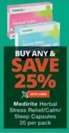 Checkers Medirite Herbal Stress Relief/ Calm/ Sleep Capsules offer