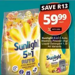 Checkers Sunlight 5-in-1 Auto Washing Powder/ Liquid Detergent All Variants offer