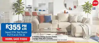 OK Furniture 2-Division Tristen Corner Chaise Lounge Suite with Console offer